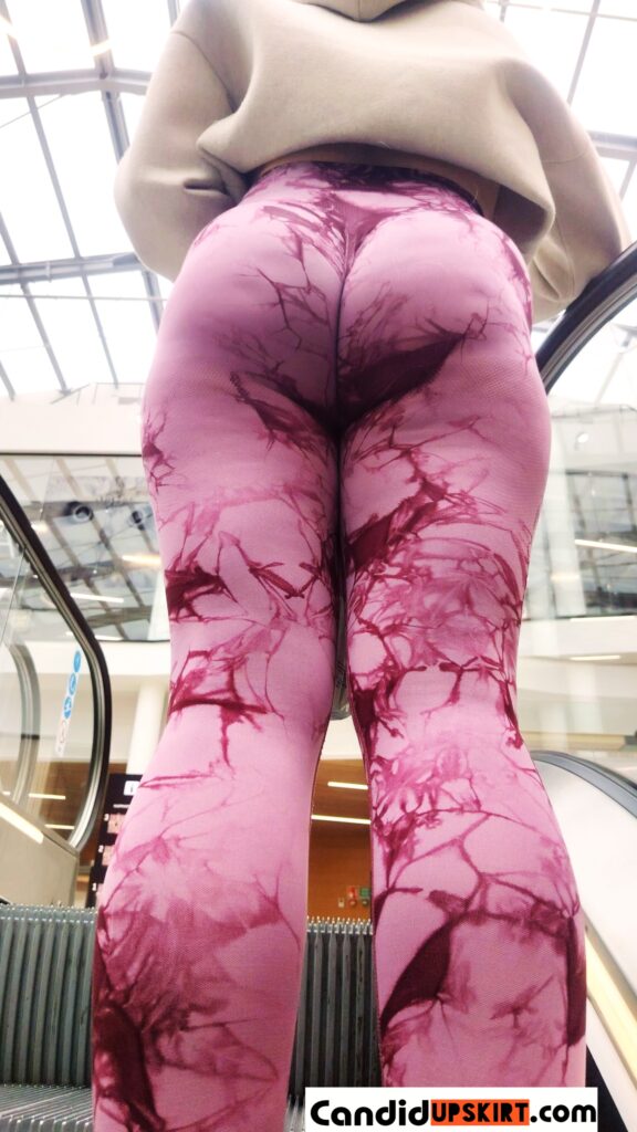 Blonde pawg in pink tie dye leggings candid