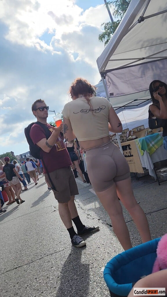 Redhead Aussie teen girl in Spandex candid teen creepshot