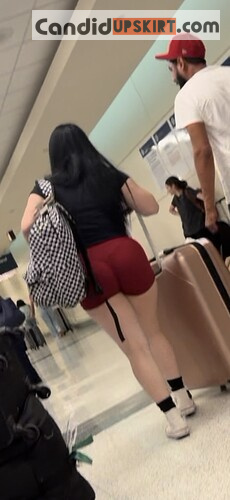 Thick Asian in Tight Red Shorts at the Airport - Photo 4
