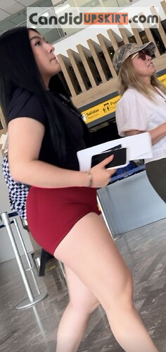 Thick Asian in Tight Red Shorts at the Airport - Photo 8